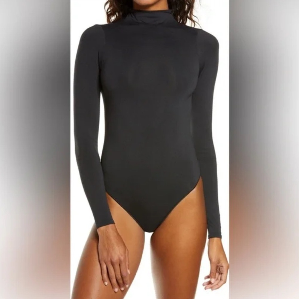 Skims Black Long Sleeve Bodysuit